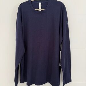 ALO Mens Waffle Long Sleeve Crew Neck Sweater Navy Blue NWT Size 2XL